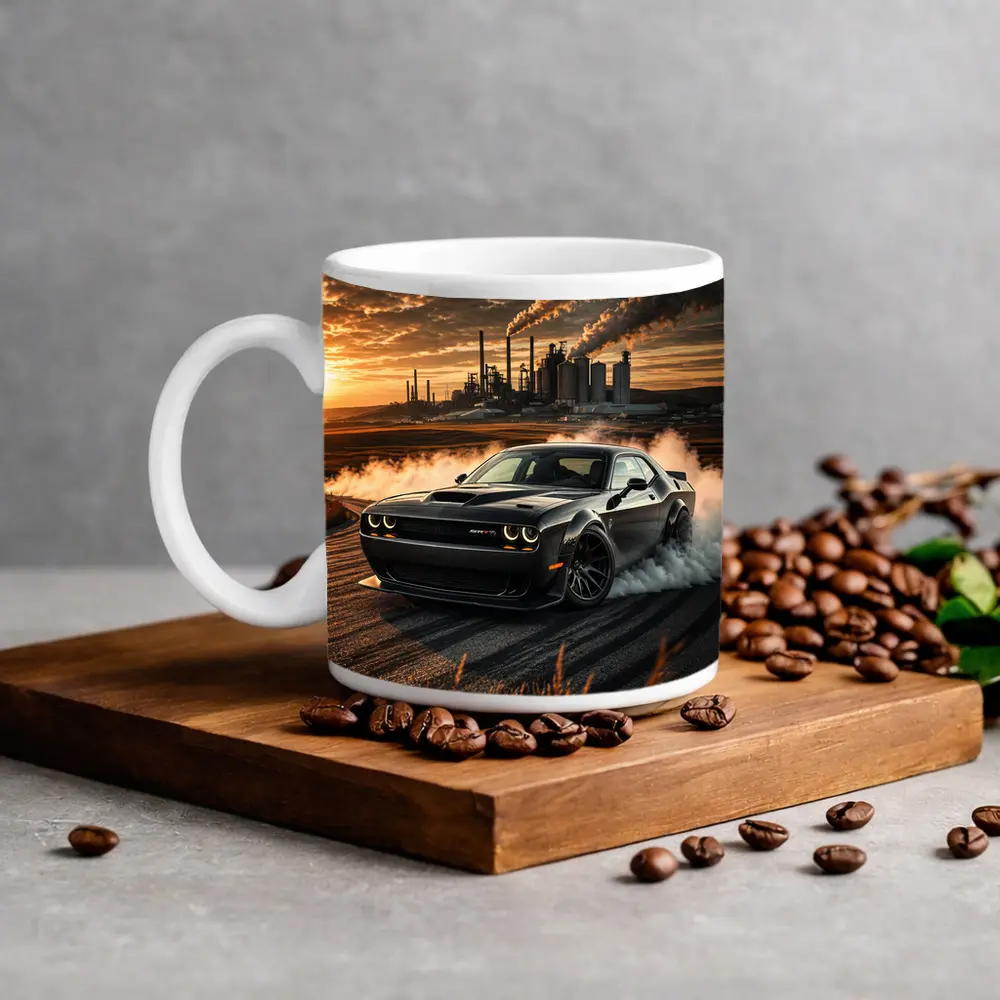 Dodge Challenger SRT Hellcat Burnout Sunset – Mugs