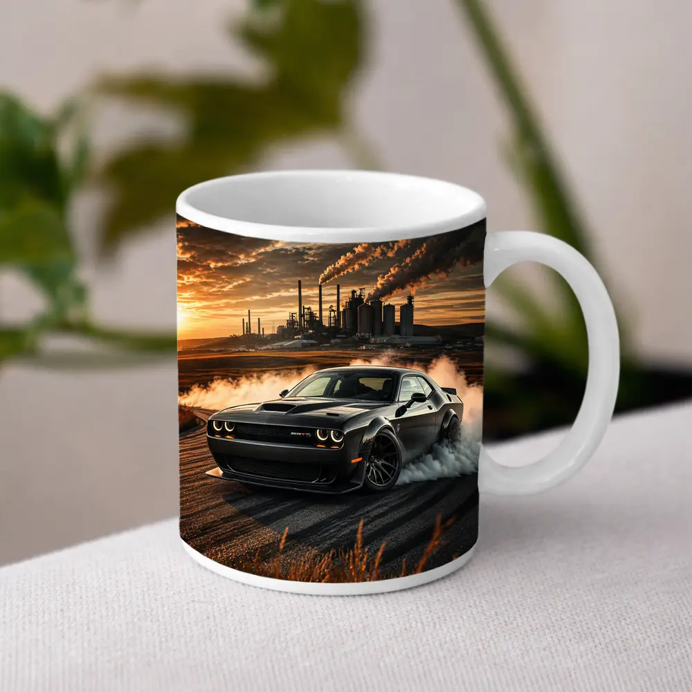 Dodge Challenger SRT Hellcat Burnout Sunset – Mugs
