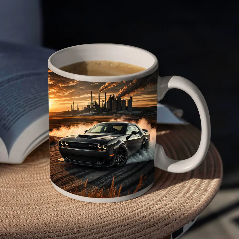 Dodge Challenger SRT Hellcat Burnout Sunset – Mugs