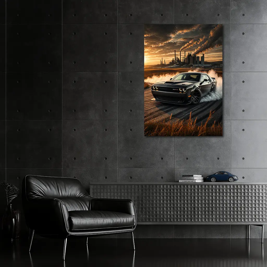 Dodge Challenger SRT Hellcat Burnout Sunset – Wall Art