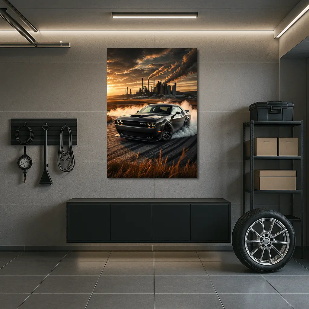 Dodge Challenger SRT Hellcat Burnout Sunset – Wall Art