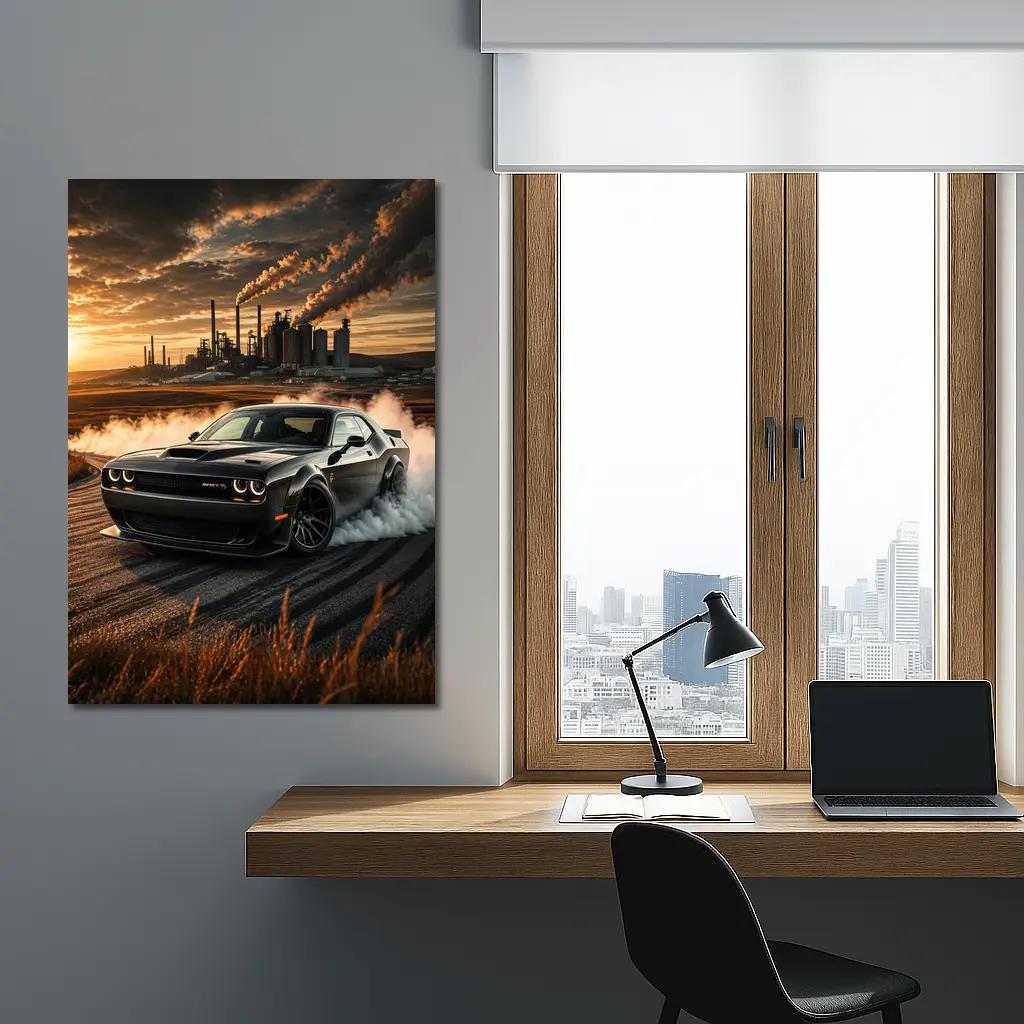 Dodge Challenger SRT Hellcat Burnout Sunset – Wall Art