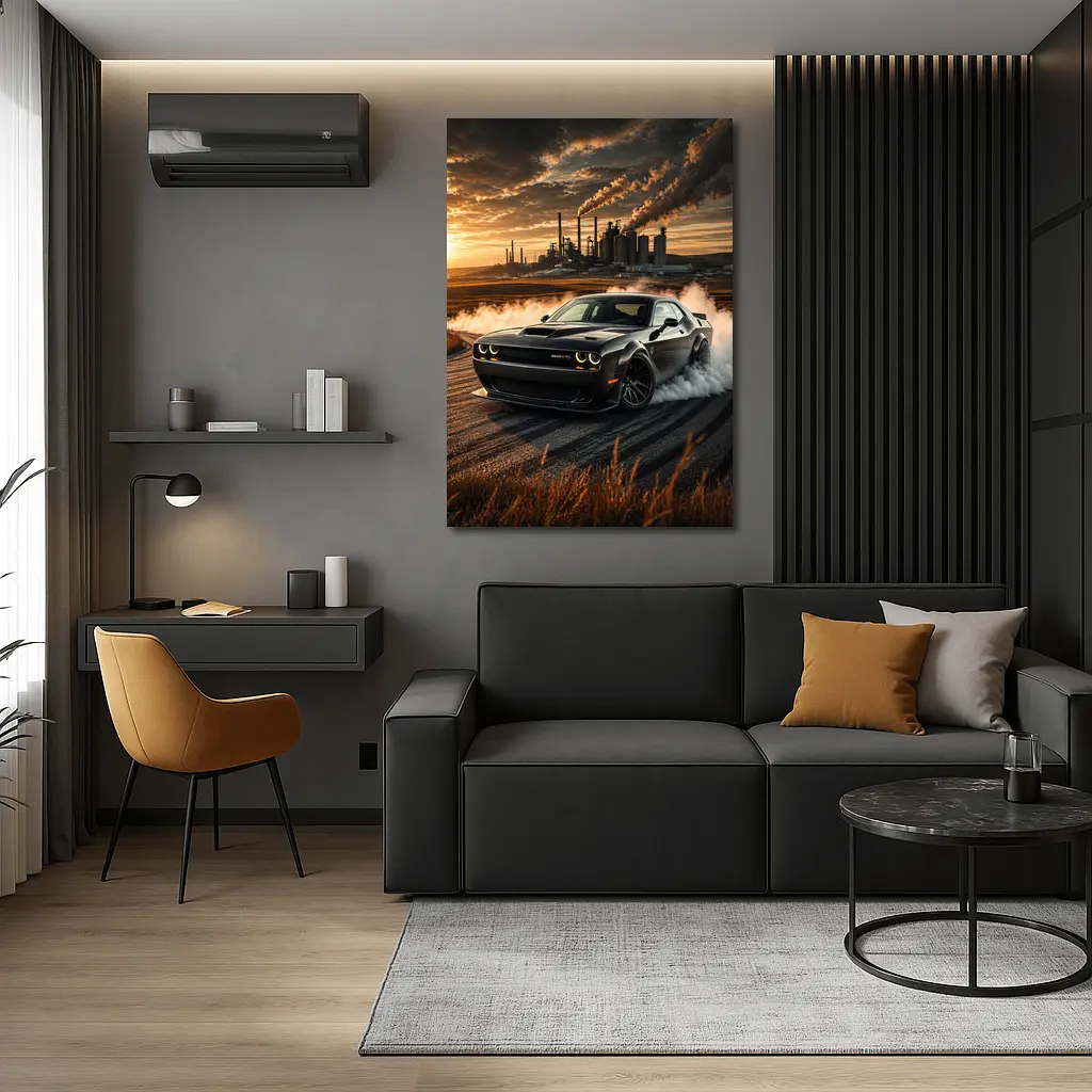 Dodge Challenger SRT Hellcat Burnout Sunset – Wall Art