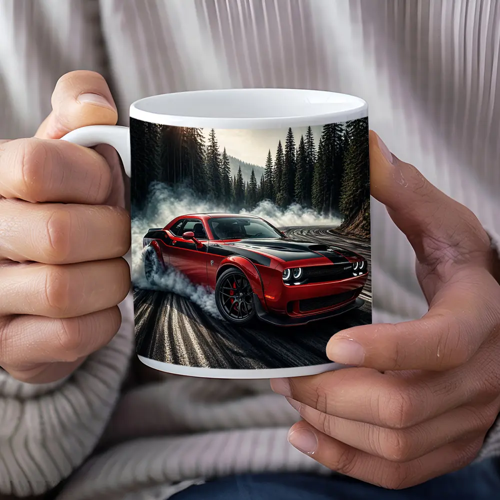 Dodge Challenger SRT Hellcat Drifting Forest Road – Mugs