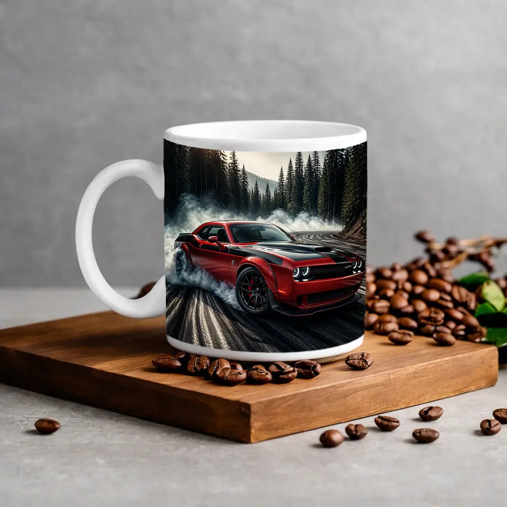 Dodge Challenger SRT Hellcat Drifting Forest Road – Mugs