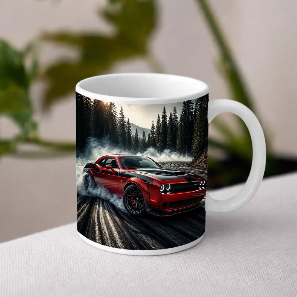 Dodge Challenger SRT Hellcat Drifting Forest Road – Mugs