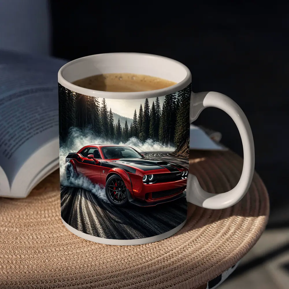 Dodge Challenger SRT Hellcat Drifting Forest Road – Mugs