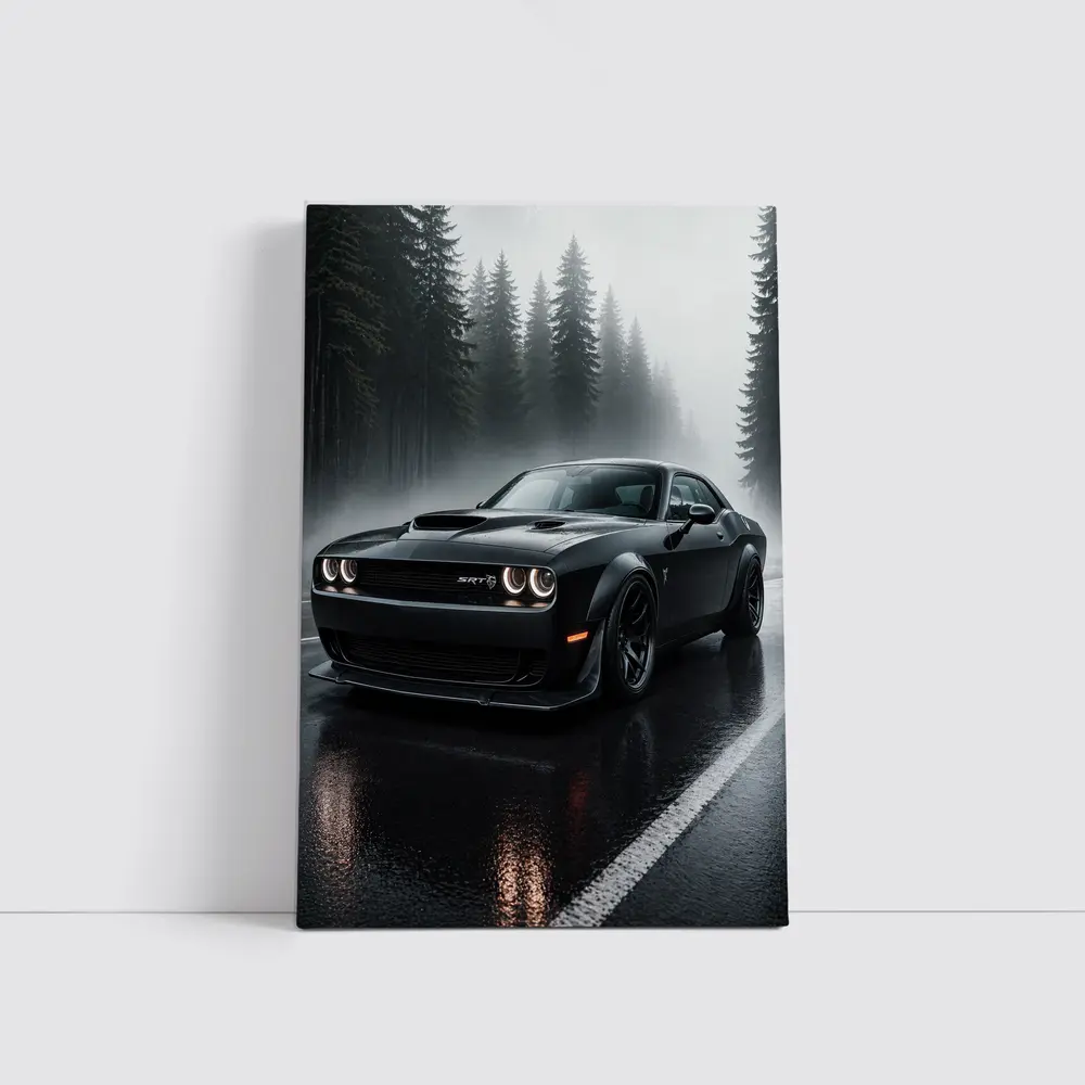 Dodge Challenger SRT Hellcat Rainy Forest – Wall Art