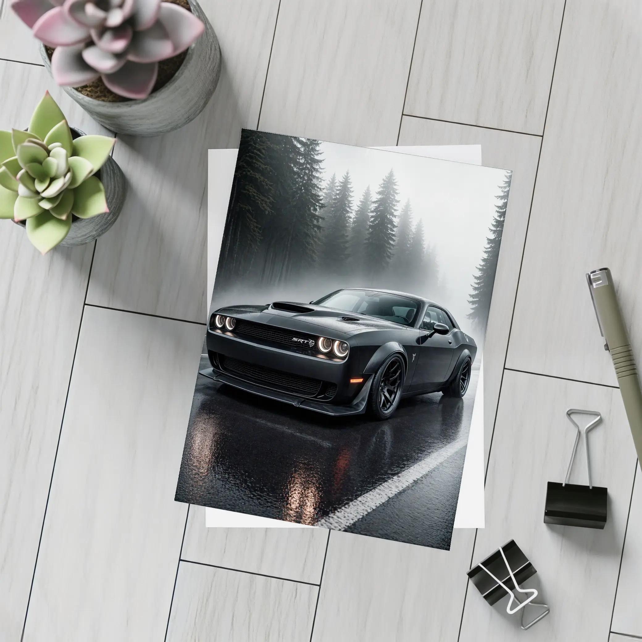 Dodge Challenger SRT Hellcat Rainy Forest – Postcards