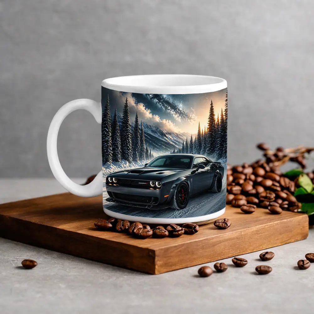 Dodge Challenger SRT Hellcat Winter Night Scene – Mugs
