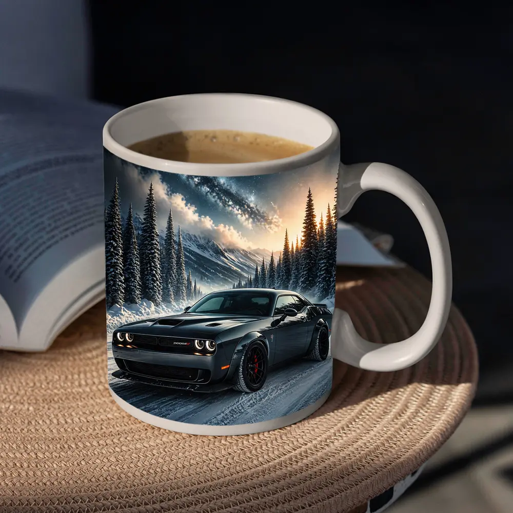 Dodge Challenger SRT Hellcat Winter Night Scene – Mugs