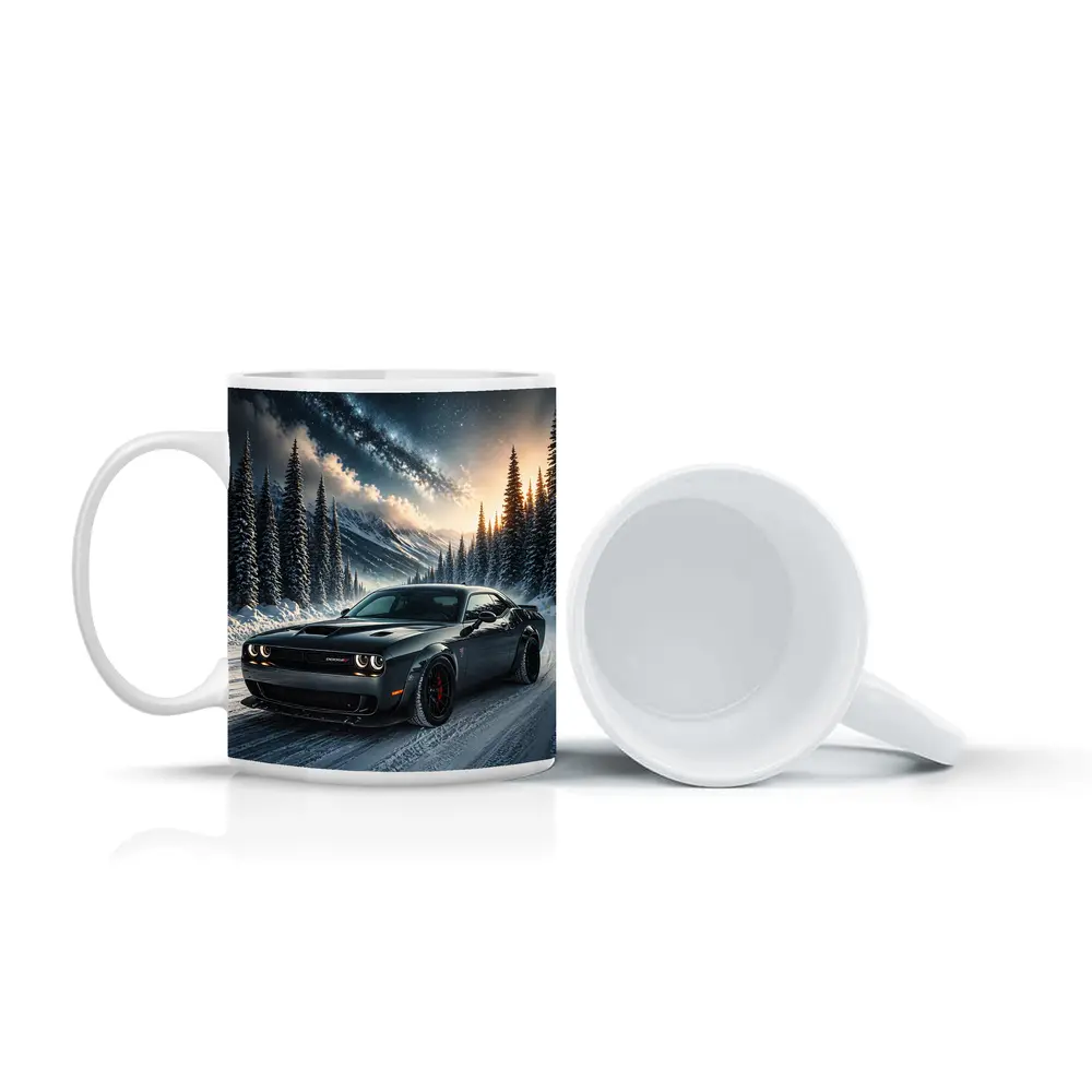 Dodge Challenger SRT Hellcat Winter Night Scene – Mugs