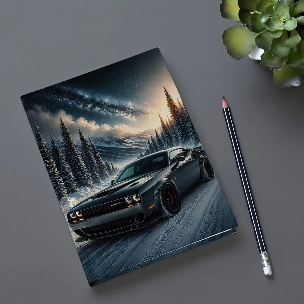 Dodge Challenger SRT Hellcat Winter Night Scene – Notebooks