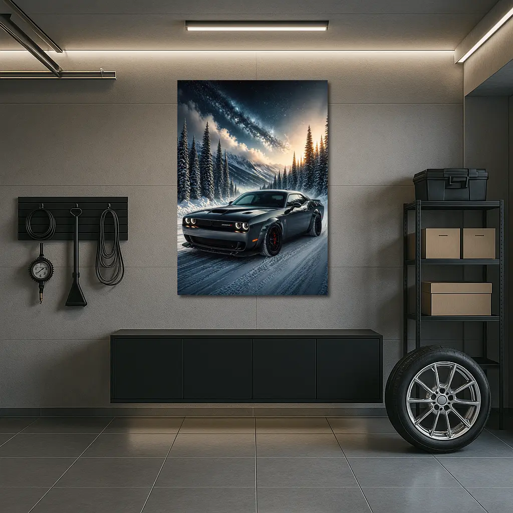 Dodge Challenger SRT Hellcat Winter Night Scene – Wall Art