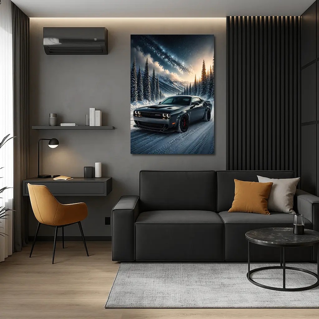 Dodge Challenger SRT Hellcat Winter Night Scene – Wall Art