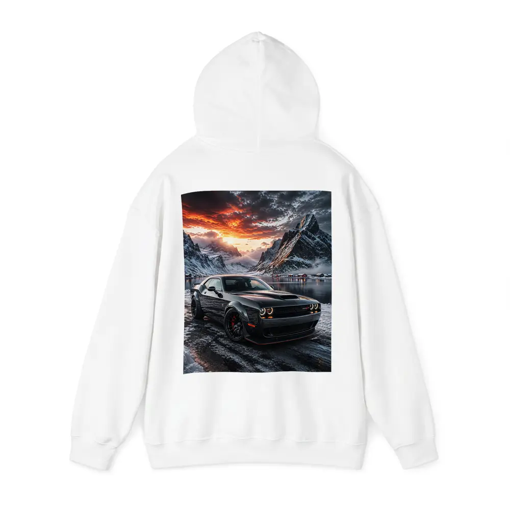 Dodge Challenger SRT Hellcat Winter Mountain Sunset – Hoodies