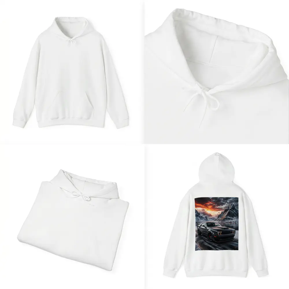Dodge Challenger SRT Hellcat Winter Mountain Sunset – Hoodies