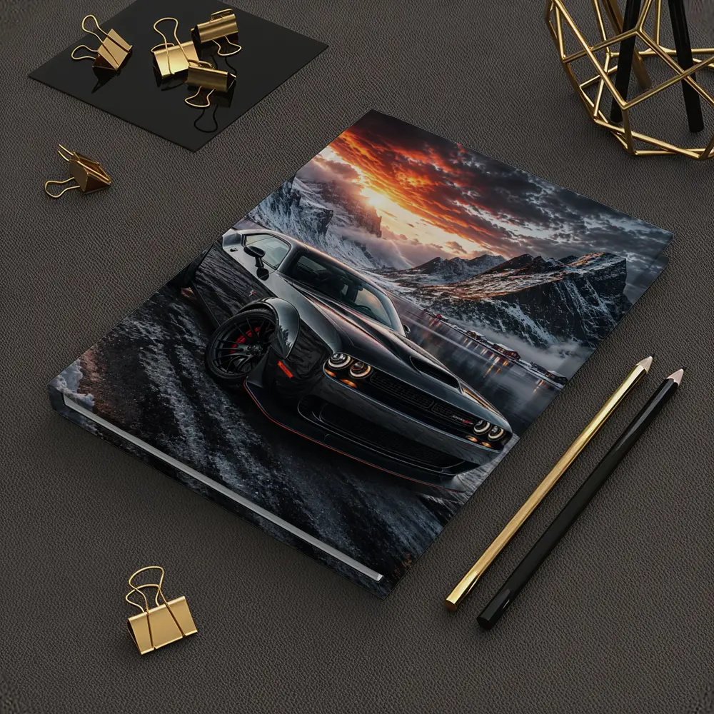 Dodge Challenger SRT Hellcat Winter Mountain Sunset – Notebooks