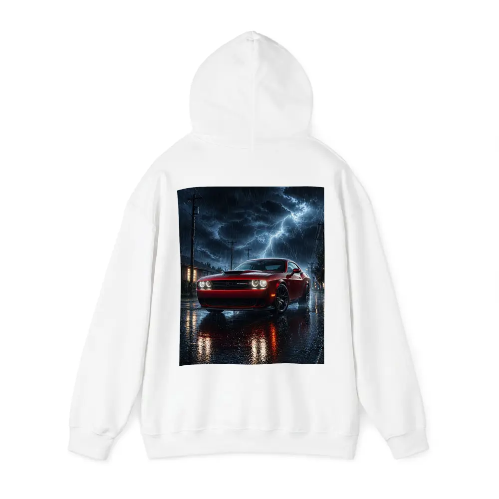 Dodge Challenger Red Muscle Car Stormy Night – Hoodies
