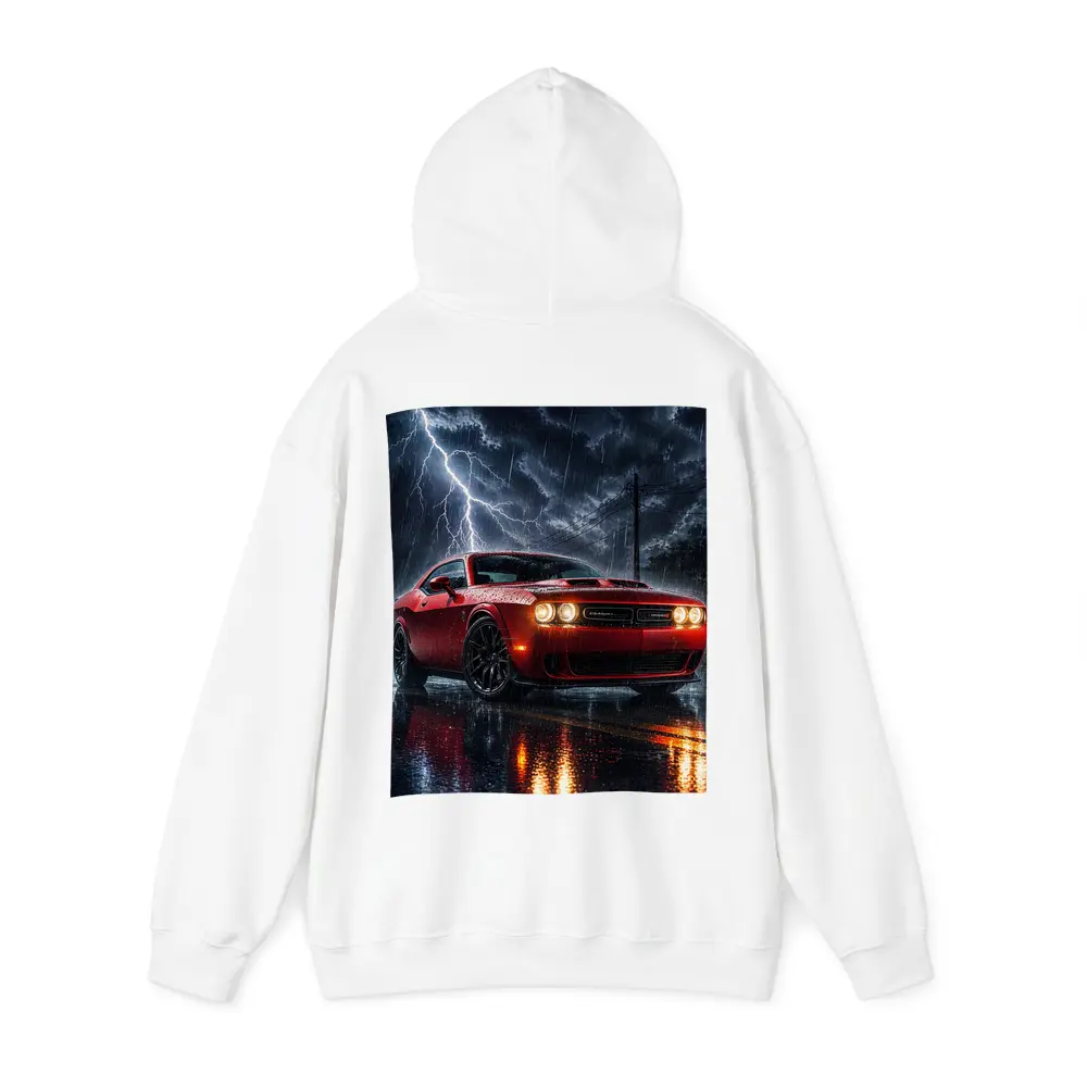 Dodge Challenger Red Storm Lightning Night – Hoodies