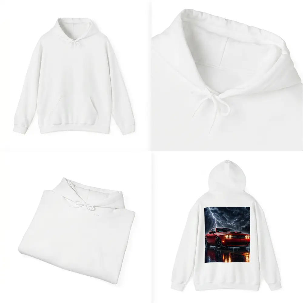 Dodge Challenger Red Storm Lightning Night – Hoodies