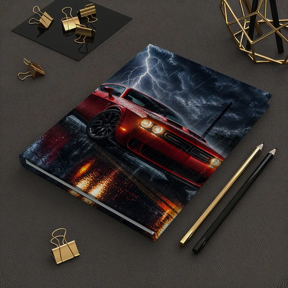 Dodge Challenger Red Storm Lightning Night – Notebooks