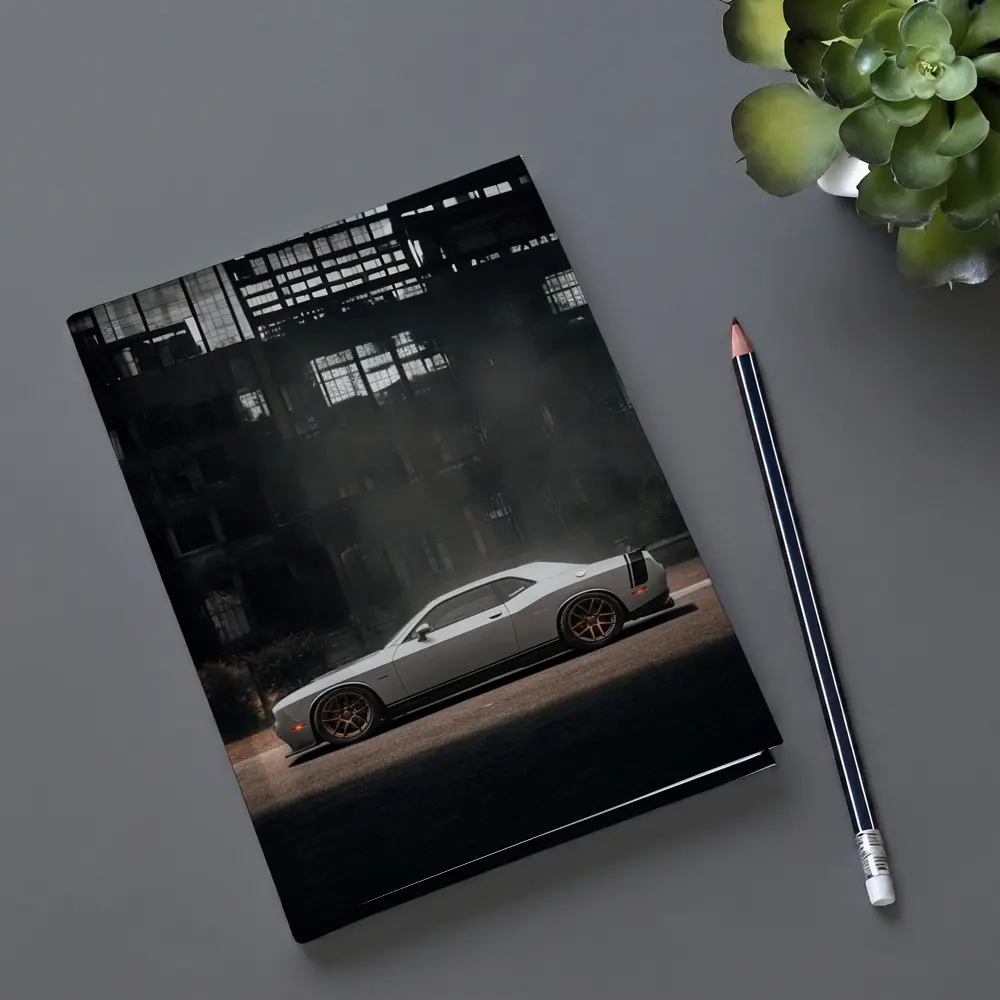 Dodge Challenger Gray Muscle Car Abandoned City – Notebooks