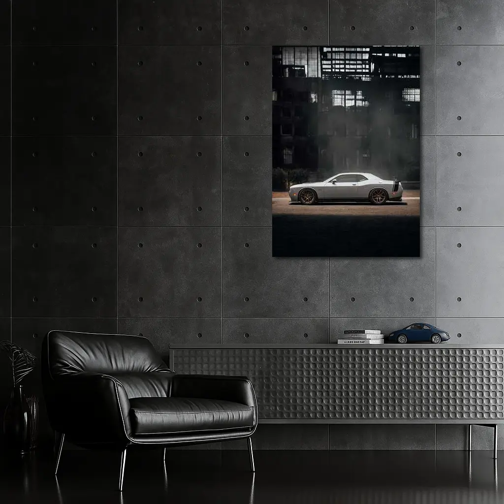 Dodge Challenger Gray Muscle Car Abandoned City – Wall Art