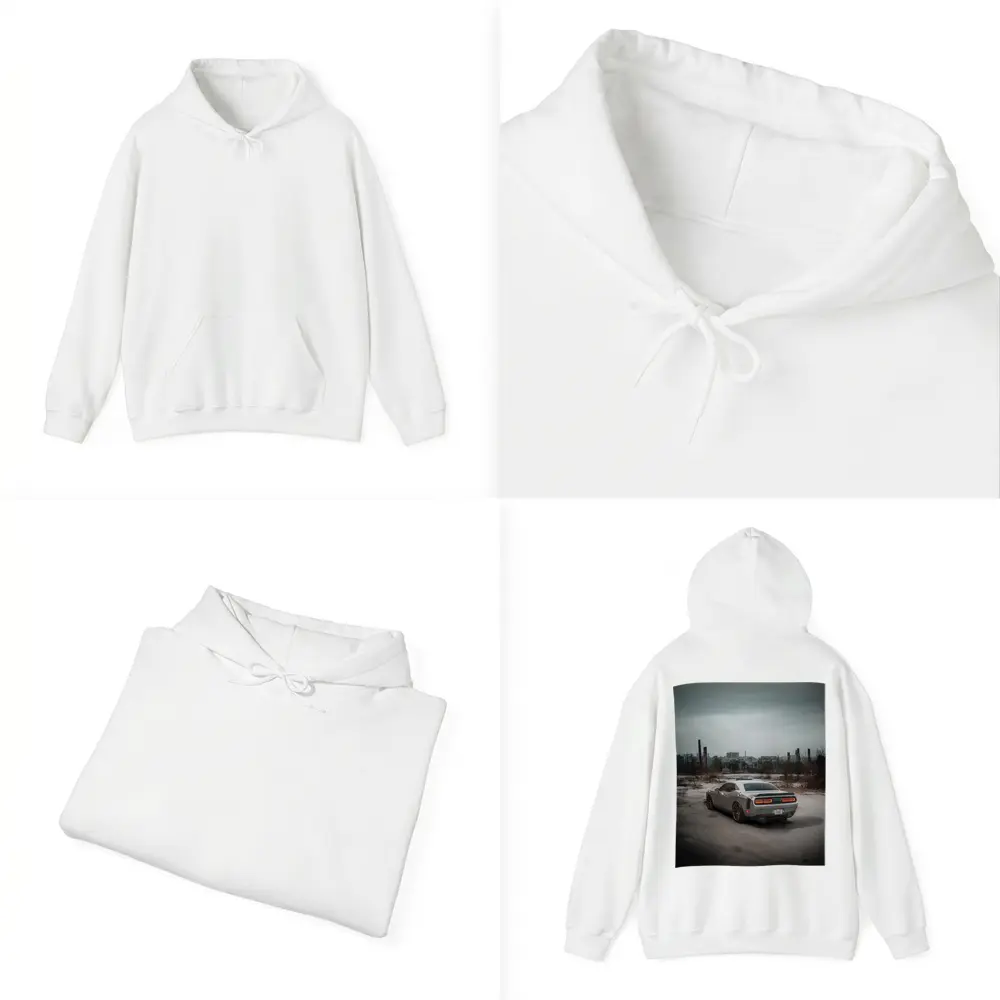 Dodge Challenger Gray Muscle Car Abandoned City – Hoodies