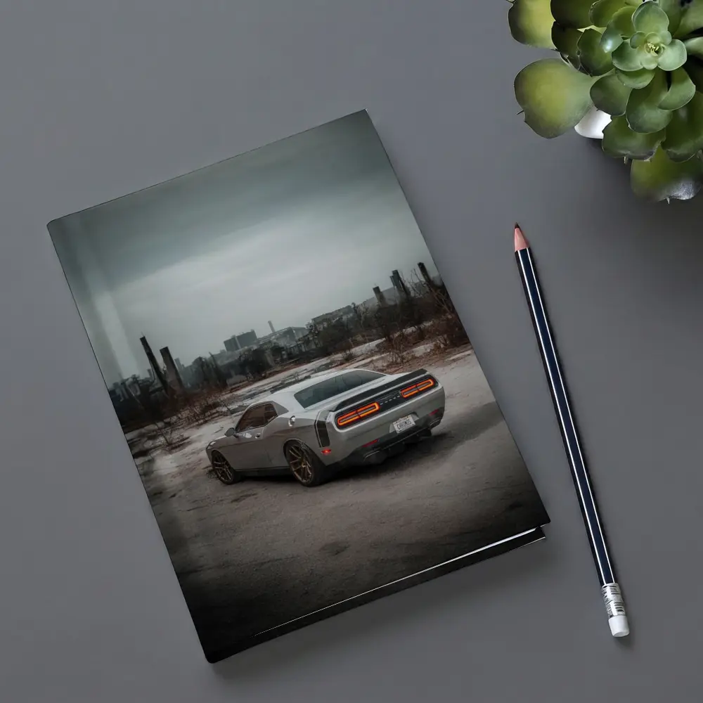 Dodge Challenger Gray Muscle Car Abandoned City – Notebooks