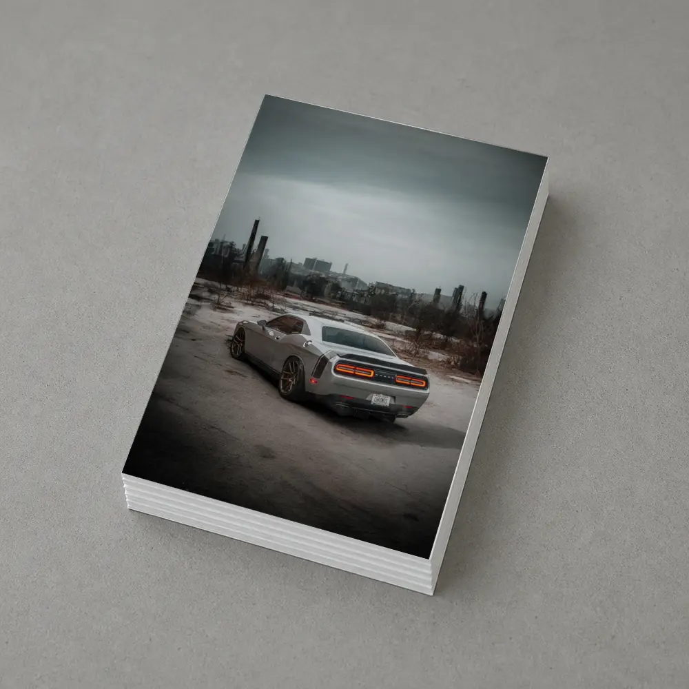 Dodge Challenger Gray Muscle Car Abandoned City – Postcards