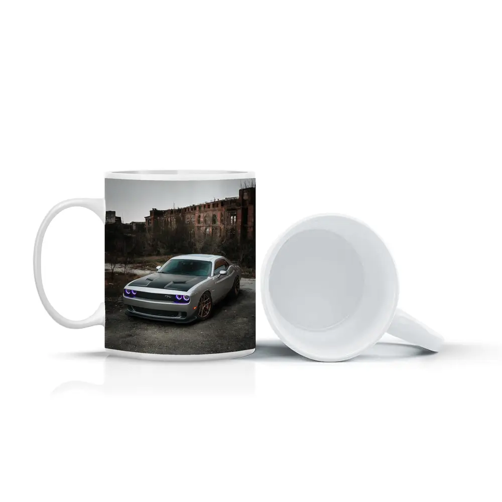 Dodge Challenger Silver Muscle Car Abandoned City – Mugs