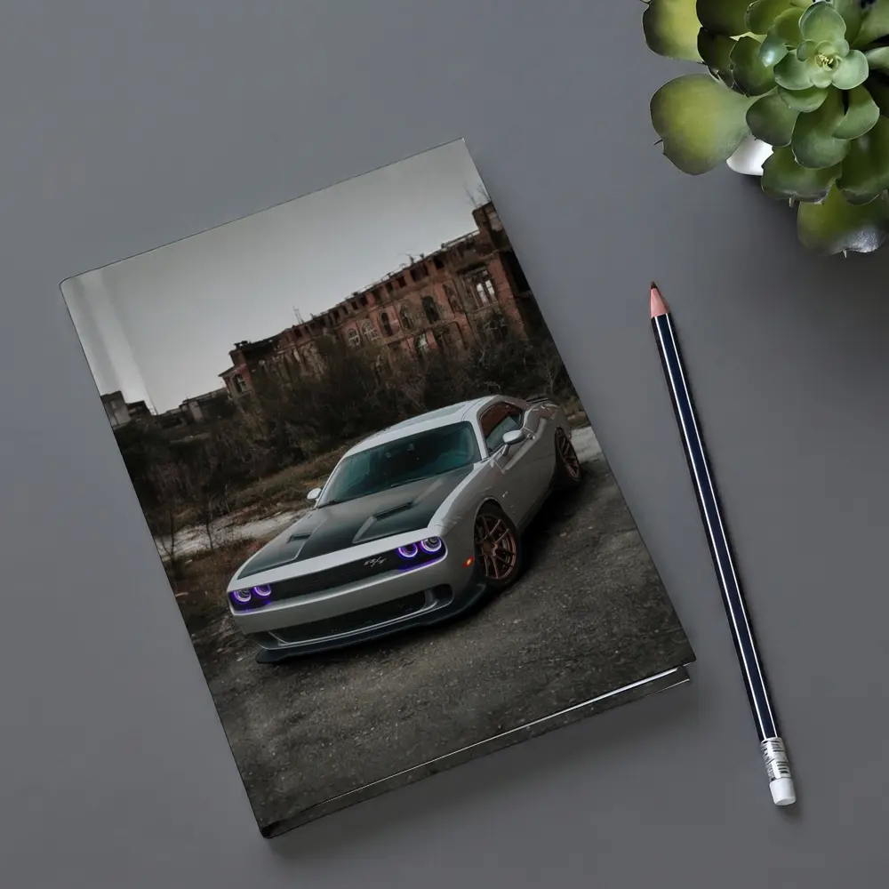 Dodge Challenger Silver Muscle Car Abandoned City – Notebooks