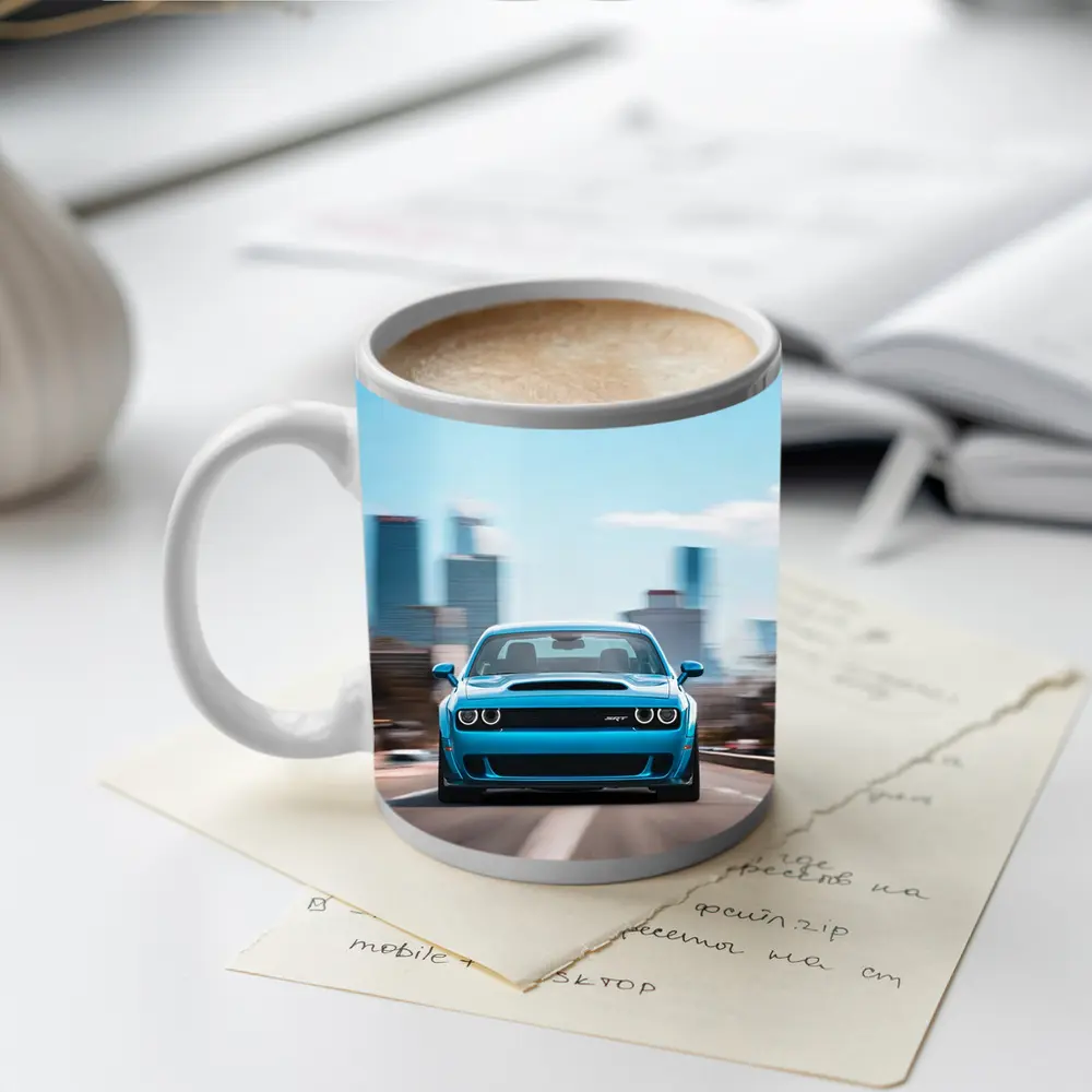 Dodge Challenger SRT Blue City Highway Drive – Mugs