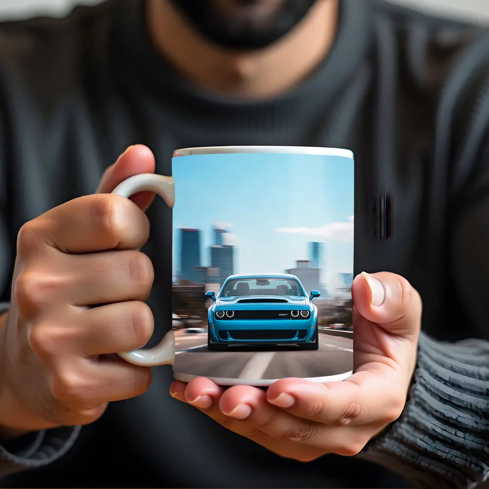Dodge Challenger SRT Blue City Highway Drive – Mugs