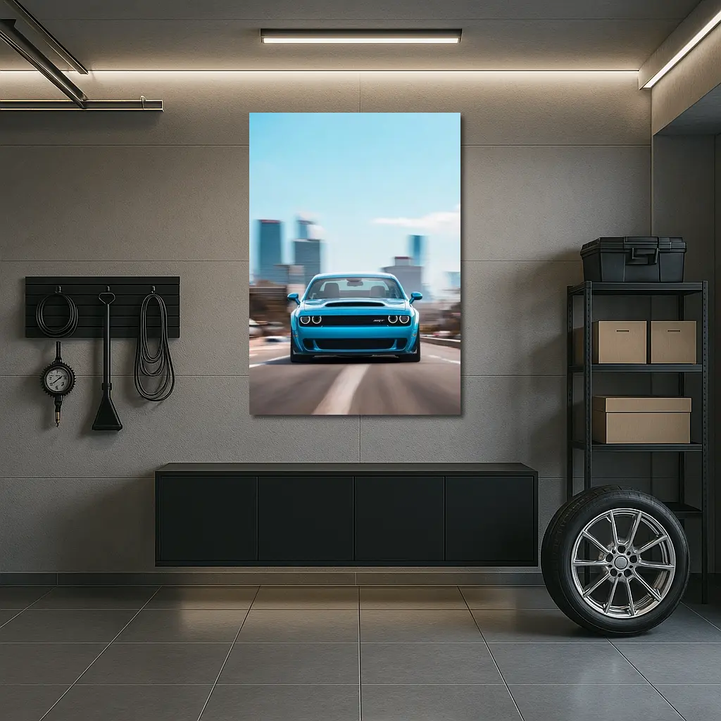 Dodge Challenger SRT Blue City Highway Drive – Wall Art