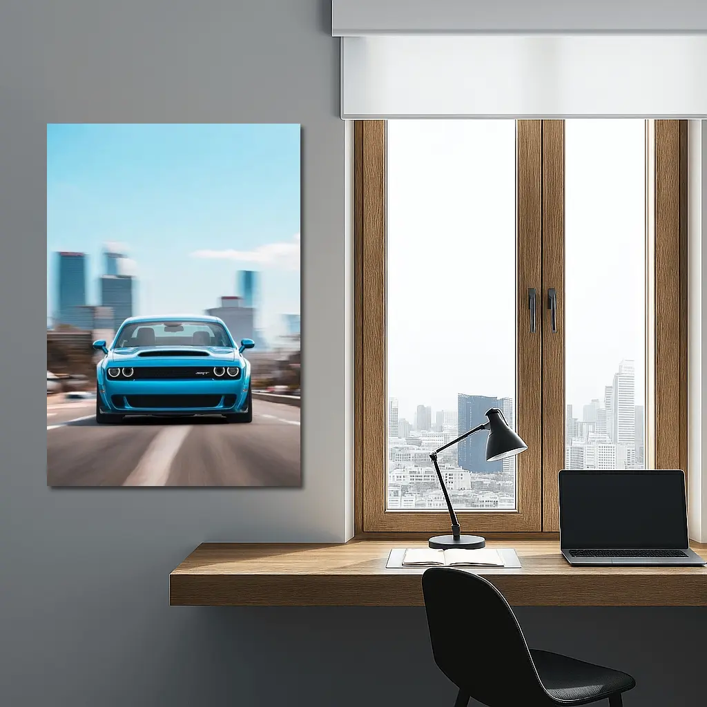 Dodge Challenger SRT Blue City Highway Drive – Wall Art