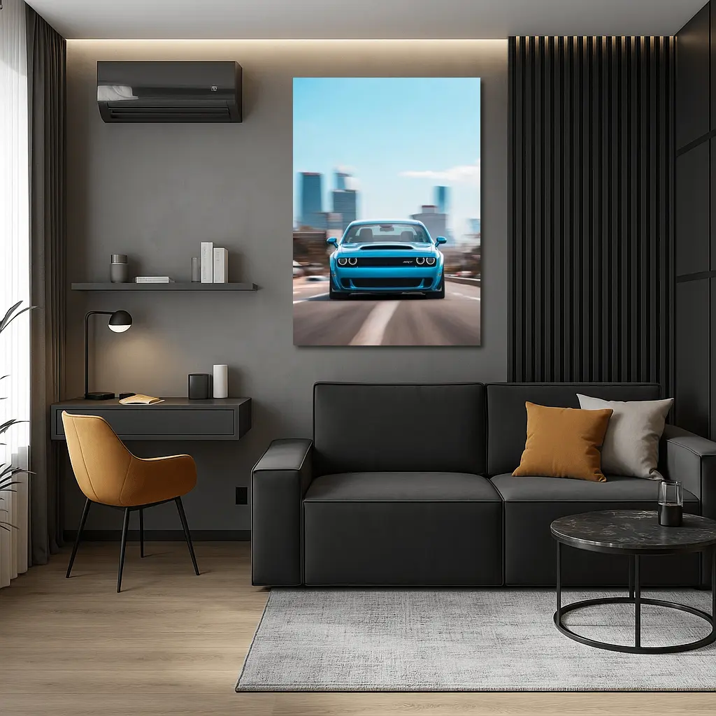 Dodge Challenger SRT Blue City Highway Drive – Wall Art