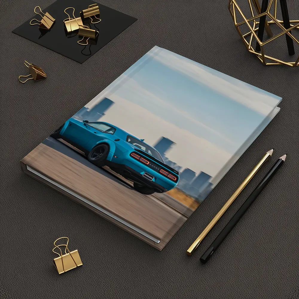 Dodge Challenger Blue Muscle Car City Skyline – Notebooks