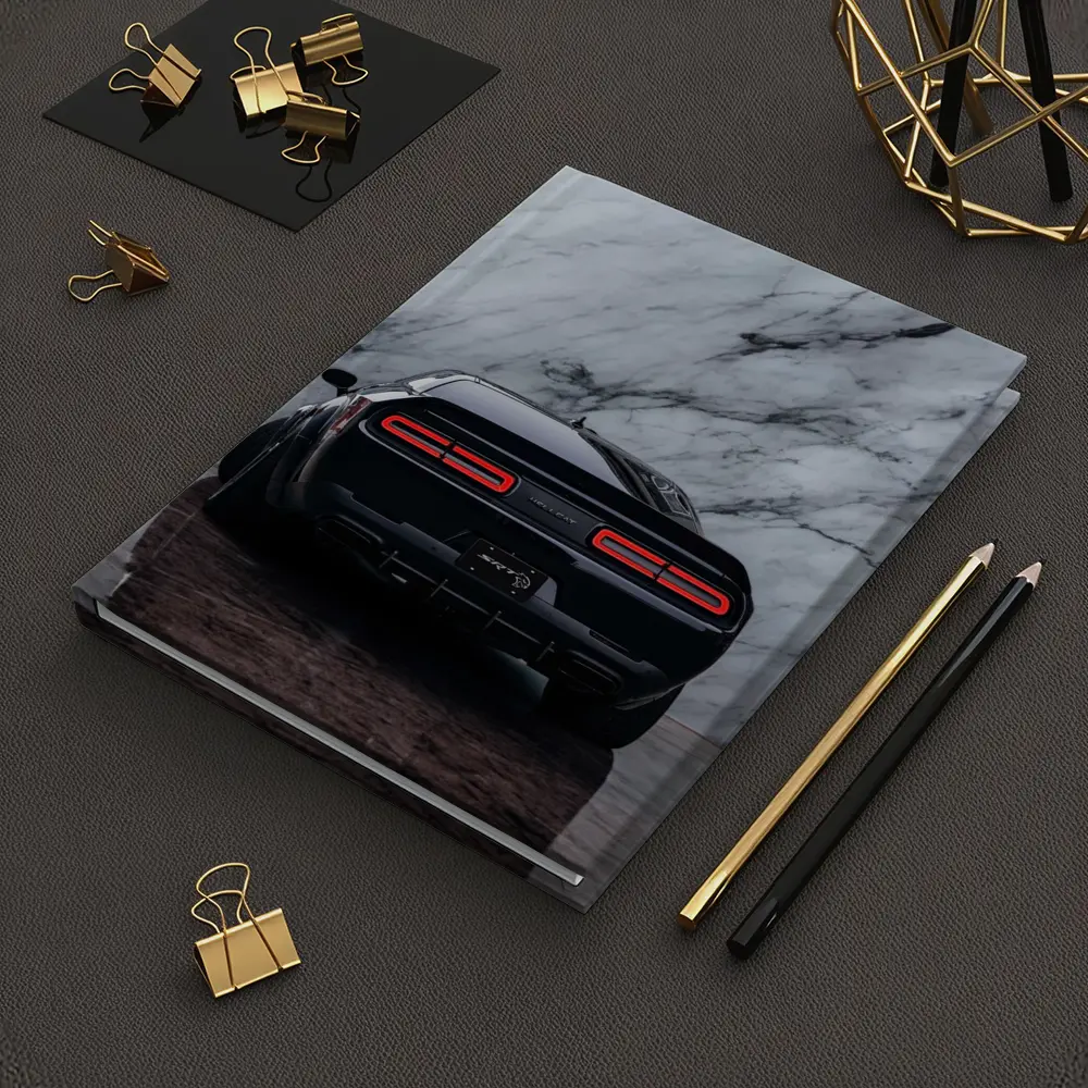 Dodge Challenger Hellcat Black Marble Background – Notebooks
