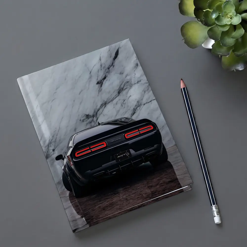 Dodge Challenger Hellcat Black Marble Background – Notebooks