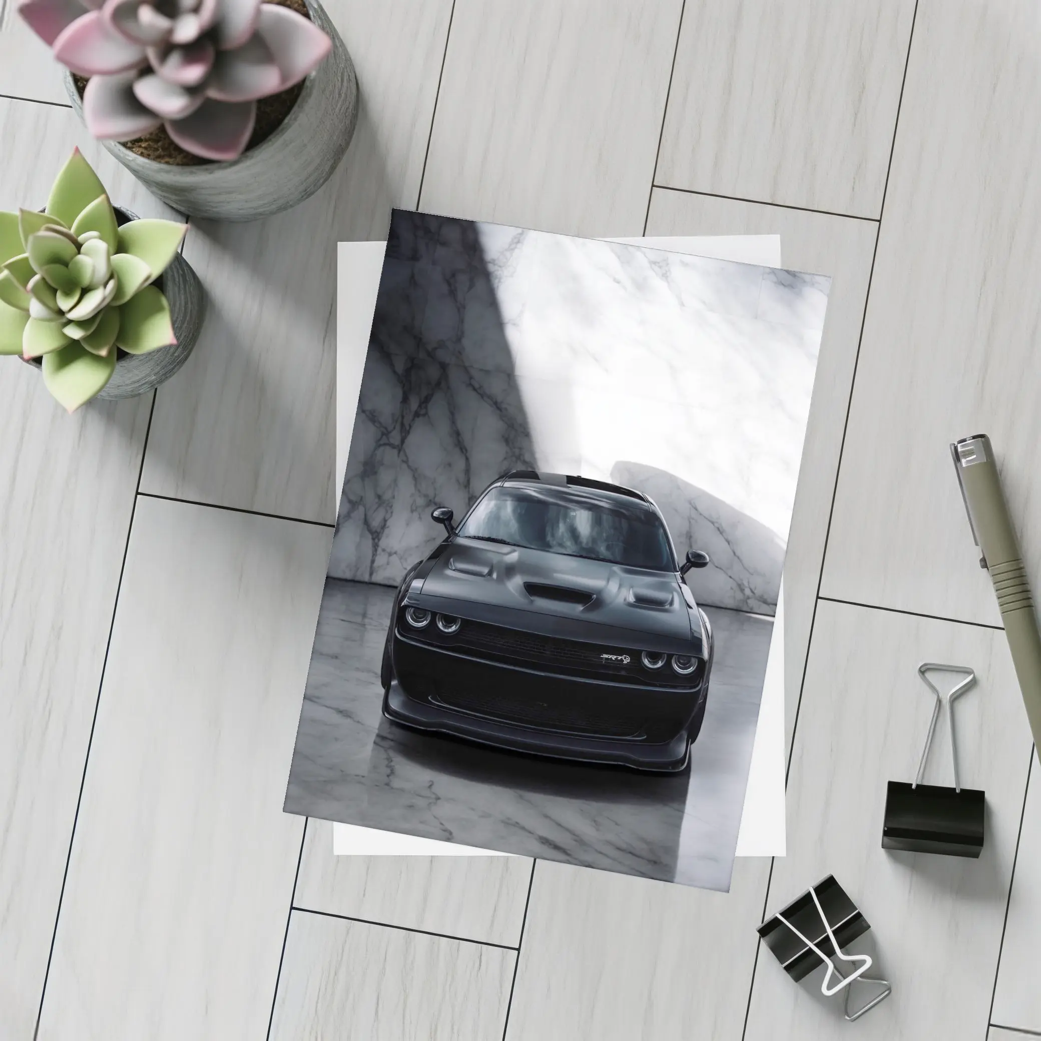 Dodge Challenger SRT Hellcat Black Marble Interior – Postcards