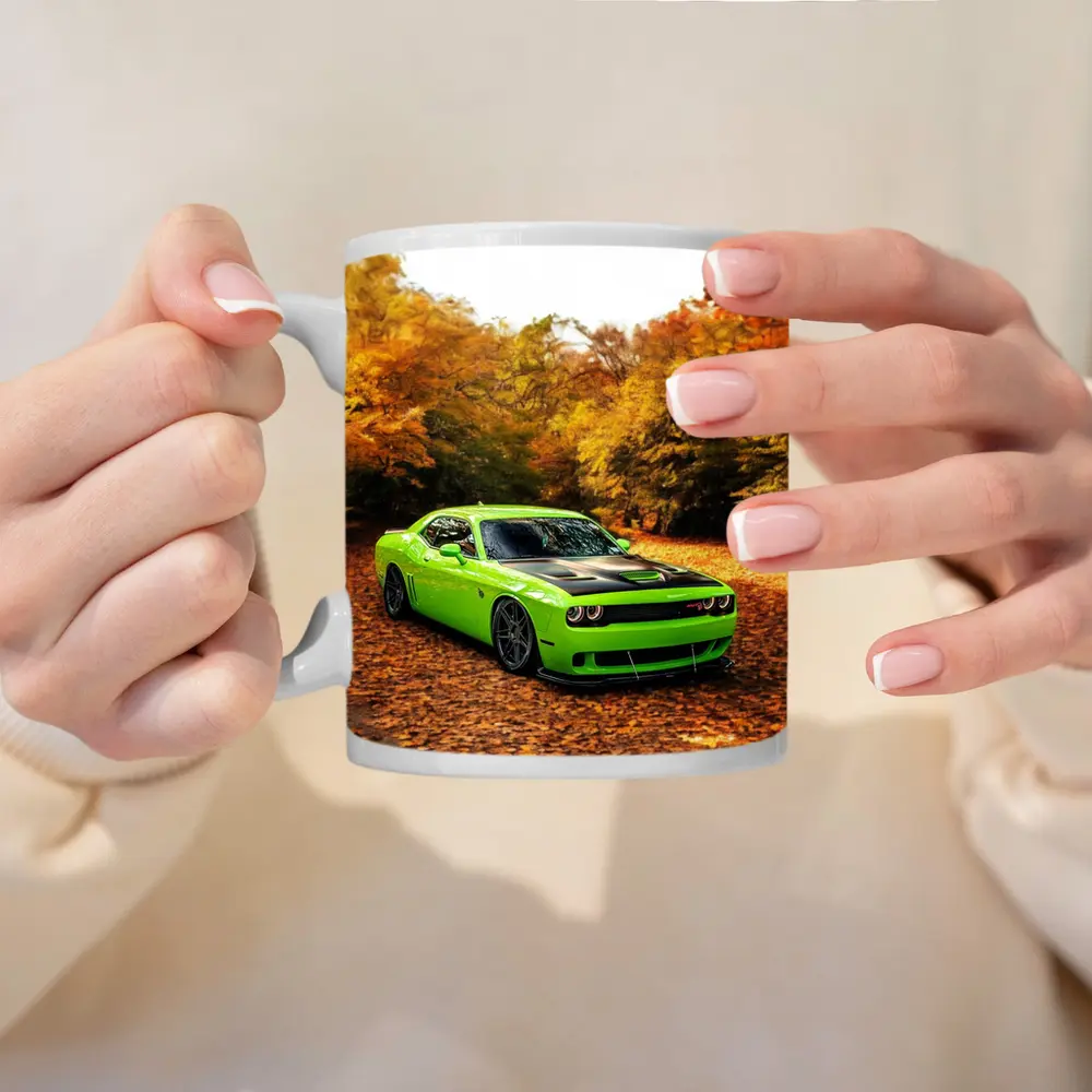 Dodge Challenger Green Muscle Car Autumn – Mugs