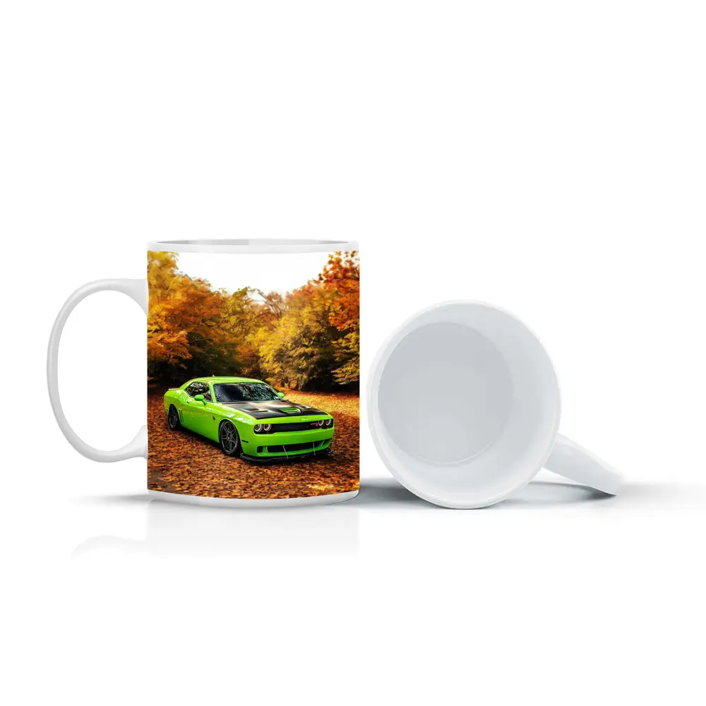 Dodge Challenger Green Muscle Car Autumn – Mugs
