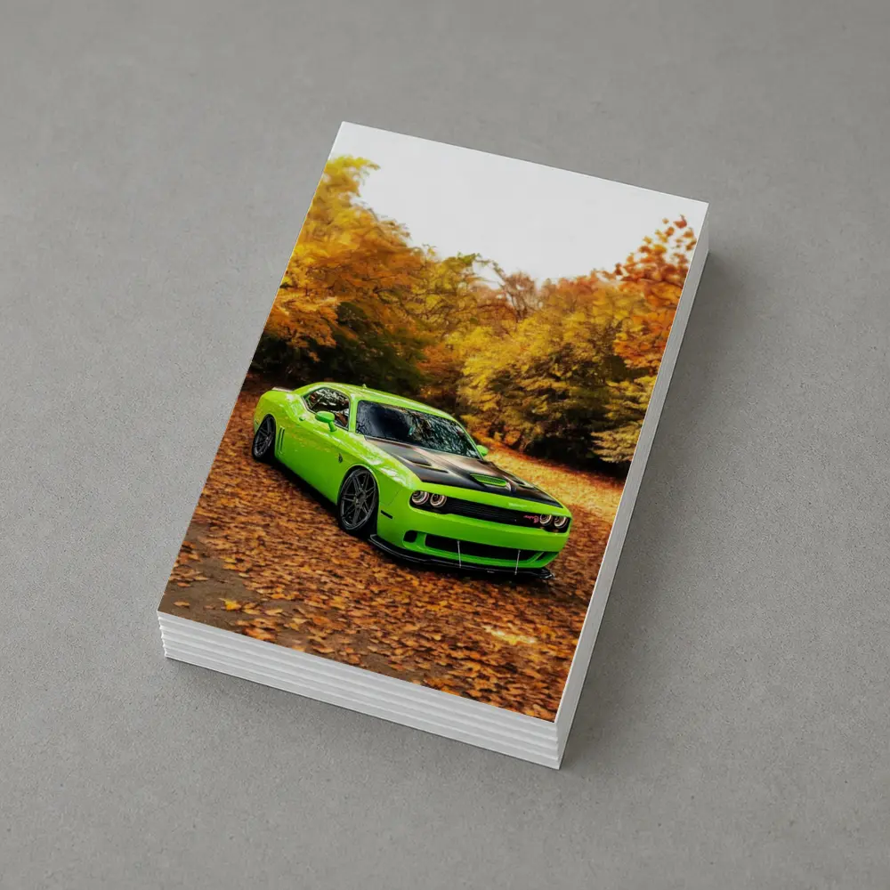 Dodge Challenger Green Muscle Car Autumn – Postcards