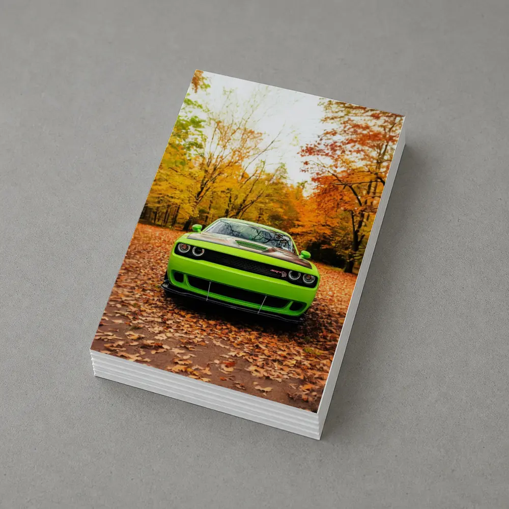 Dodge Challenger SRT Green Autumn Forest – Postcards