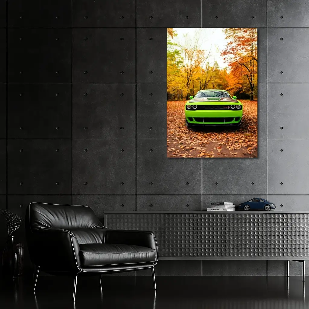 Dodge Challenger SRT Green Autumn Forest – Wall Art