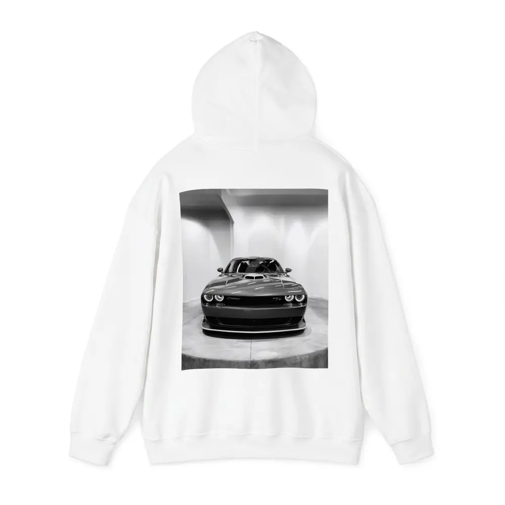 Dodge Challenger Front View Black White – Hoodies