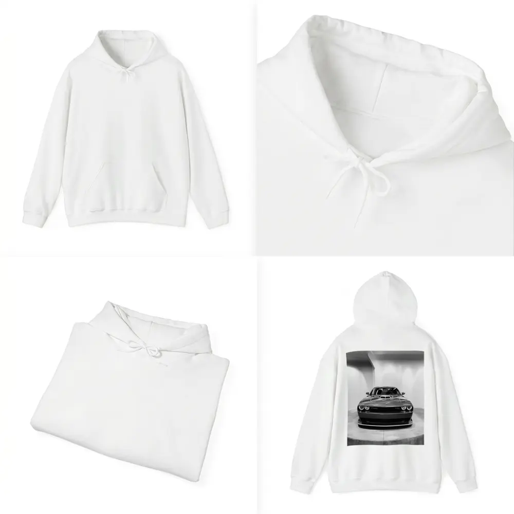 Dodge Challenger Front View Black White – Hoodies