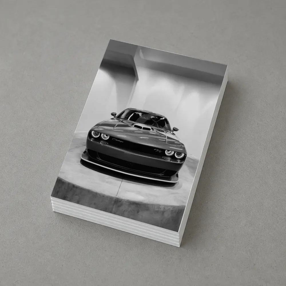 Dodge Challenger Front View Black White – Postcards